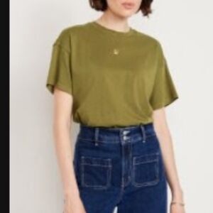 Old Navy Olive Short Sleeve Boxy Crewneck Tee - Women